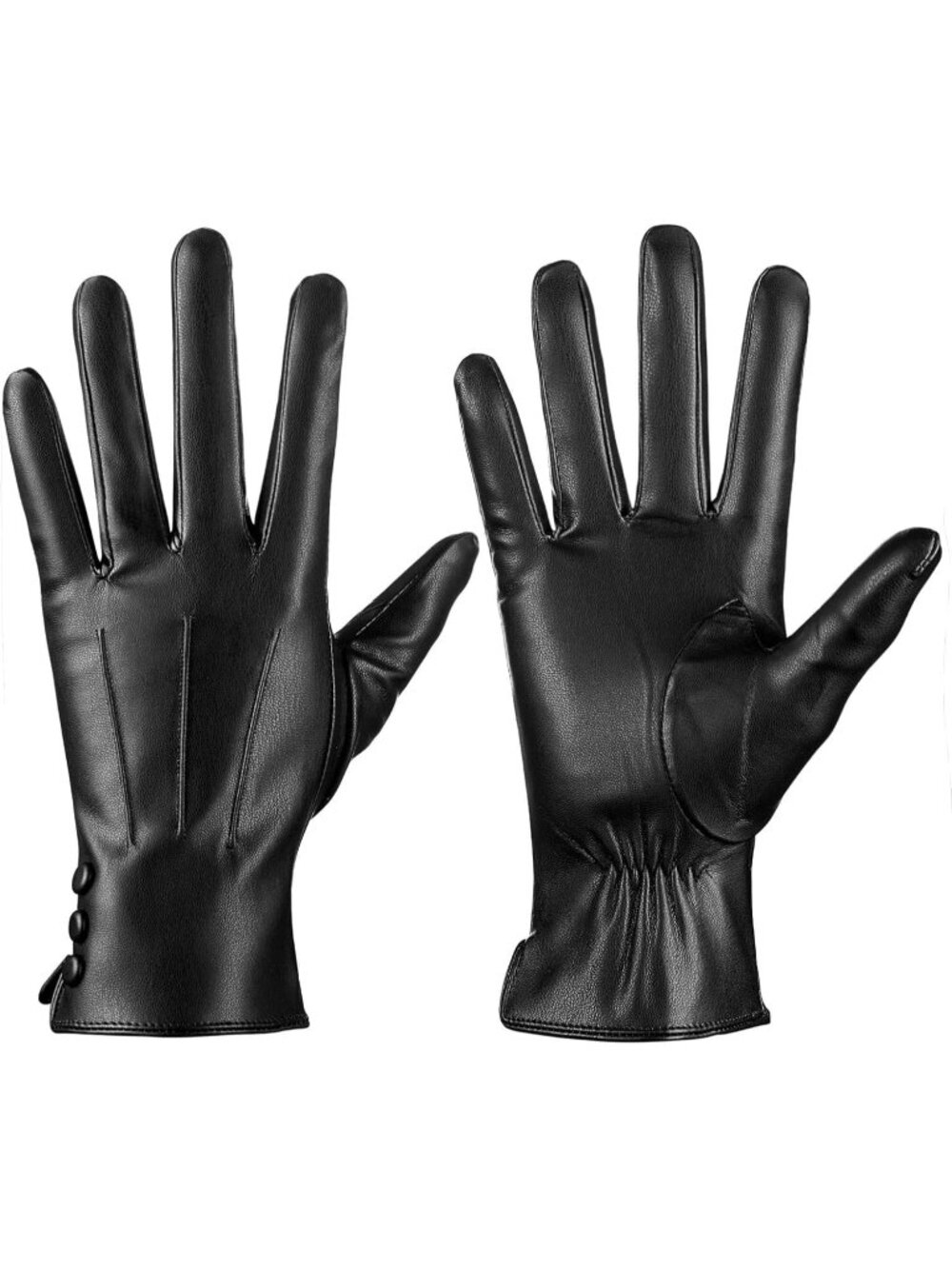 Women Black Touch Screen Warm Wool Lined Texting Driving Winter Leather Gloves